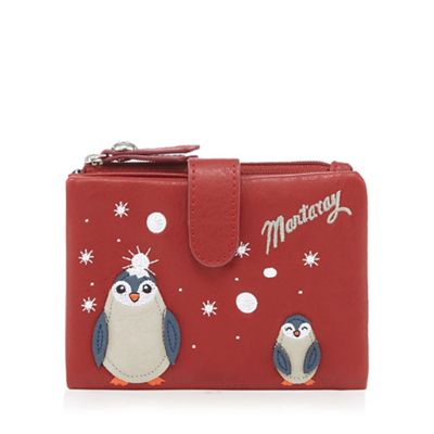 Red penguin applique medium foldover purse
